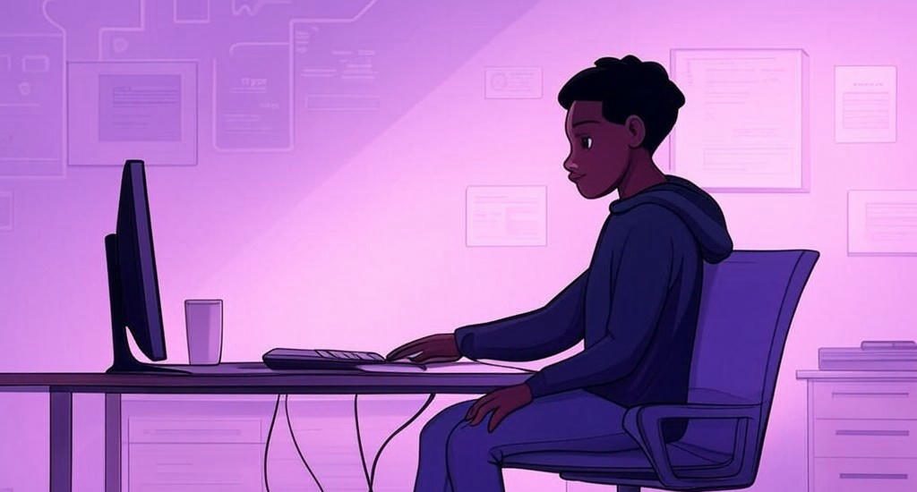Student working at computer